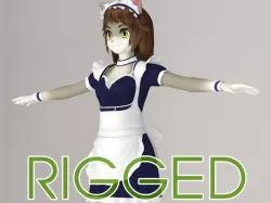 T pose rigged model of Nekomi anime creature 3D model