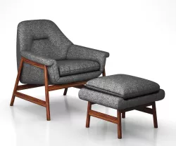 Theo Show Wood Chair and Ottoman by West Elm 3D model