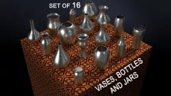 Vases bottles and jars 16 piece set  3D model