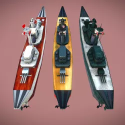 WWII Battleship Pack Low-poly  3D model