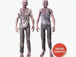 Zombie Rigged Animated Low-poly  3D model