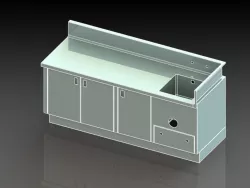 3 door cabinet with sink 90 degree splash utility hatch shelves 3D model