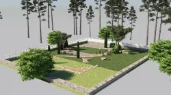 3d exterior yard scene for c4d - just put a house 3D model
