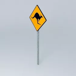 Aussie Road Sign Kangaroo Free 3D model