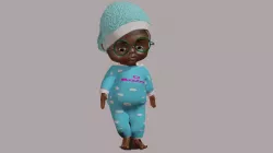 black toddler animated with blend shapes and cloth modifier Low-poly  3D model