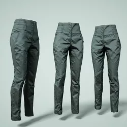 Black Trousers High Waist Low-poly  3D model
