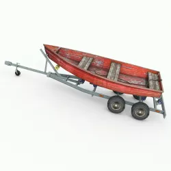 Boat trailer with boat  Low-poly  3D model