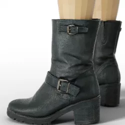 Boot Black Leather Buckles Woman Footwear Low-poly  3D model