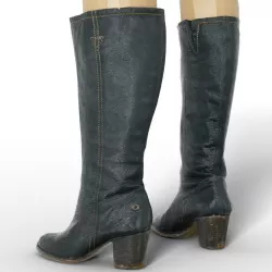 Boot Black Leather Tall Clothing Women Footwear Low-poly  3D model