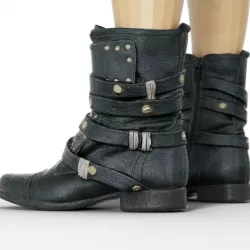 Boot Gothic Buckles Leather Footwear Women Low-poly  3D model