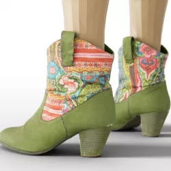 Boot Green Flowers Decorated Women Footwear Low-poly  3D model