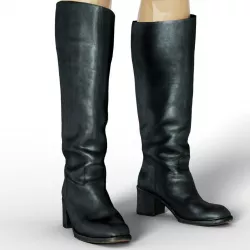 Boot Horseriding Black Leather Woman Fashion Footwear 3D model