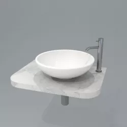 bowl basin 45dia h15 with mixer tap on marble shelf Low-poly  3D model