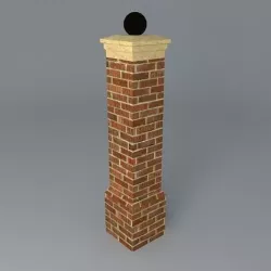 Brick gate pillar with cap and finial Free 3D model