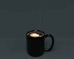 Ceramic coffee Mug V02 with Coffee and steam 3D model