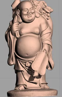 Chinese Sculpture Model Happiness Buddha Carrying Money Bag 3D model