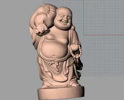 Chinese Sculpture Model Happiness Buddha take Money Bag 3D model