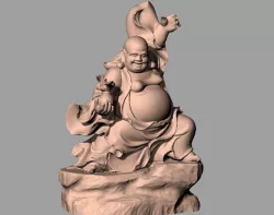 Chinese Sculpture STL Model  Maitreya Buddha Take Bat bag 3D model