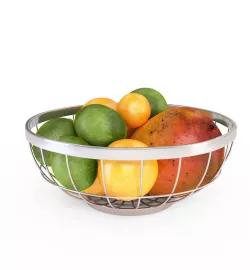 Chrome Wire Grid Fruit Basket with Fruits  3D model