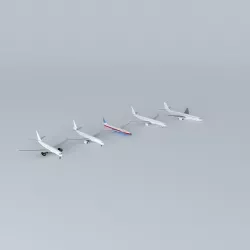 Four commercial aircraft's  Free 3D model