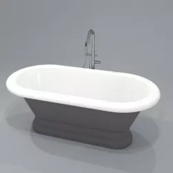freestanding bathtub with floor mounted chrome tap and shower Low-poly  3D model