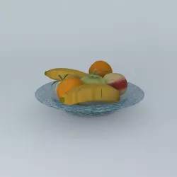 Fruit bowl with fruits Free 3D model