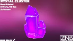 Game-Ready Large Purple-Pink Crystal Rock Cluster  Low-poly  3D model