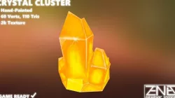 Game-Ready Large Yellow-Orange Crystal Cluster  Low-poly  3D model