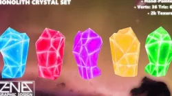 Game-Ready Monolith Crystal Set  -- Blue Orange Purple Red Green 3D model