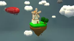 House Low Poly Scene with  space ship Low poly Low-poly  3D model