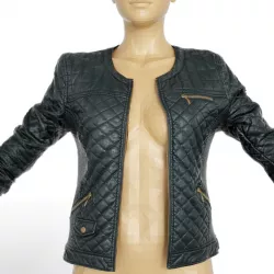 Jacket Black Leather Padded Open Women Clothing Low-poly  3D model