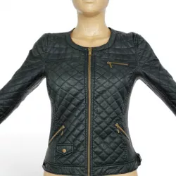 Jacket Black Leather Padding Clothing Woman Fashion Low-poly  3D model
