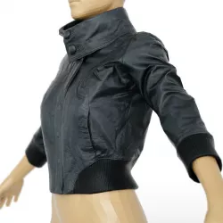 Jacket Black Shiny Collar Closed Clothing Women Fashion Low-poly  3D model