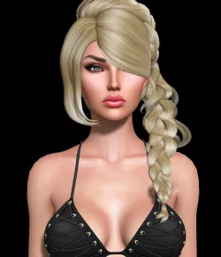 Jaga Female hair style 3d rigged 3D model  Low-poly  3D model