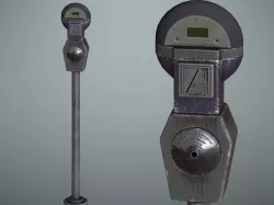 Lowpoly PBR Old Parking Meter Low-poly  3D model