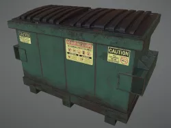 Lowpoly PBR Rusty Dumpster and Trashbag Low-poly  3D model