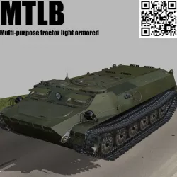 MTLB Russian multi-purpose tractor light armored Low-poly  3D model