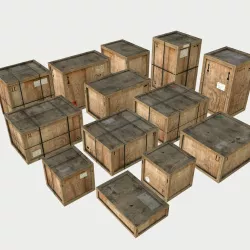 Old Wooden Cargo Crates with Dust Low-poly  3D model