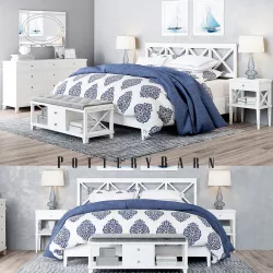 Pottery Barn Clara Lattice White Bedroom set 3D model