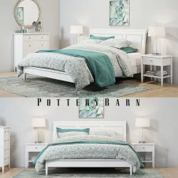 Pottery Barn Crosby White Bedroom set 3D model