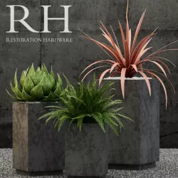 Restoration Hardware cube sheet metal planters 3D model