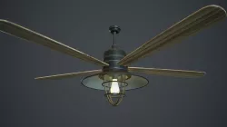 Retro Ceiling Fan With Lamp PBR Gamre Ready Low-poly  3D model