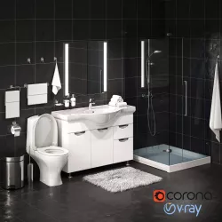 Set of bathroom equipment and accessories for bathrooms Low-poly  3D model