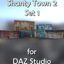 Shanty Town Buildings 2 Set 1 for DAZ Studio Low-poly  3D model