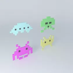 space invaders wall decor art arte decoraÃ§Ã£o de parede space ... Free 3D model
