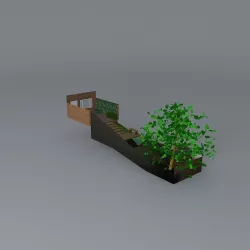 Steeply sloping garden with steps  Free 3D model