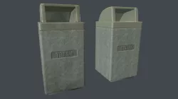 Street Concrete Trash Bin PBR Game Ready Low-poly  3D model