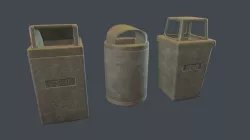 Street Concrete Trash Bin PBR Game Ready Pack Low-poly  3D model