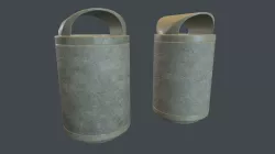 Street Round Concrete Trash Bin PBR Game Ready Low-poly  3D model