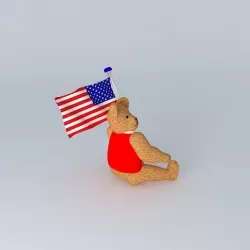 Teddy Bear with American flag Free 3D model